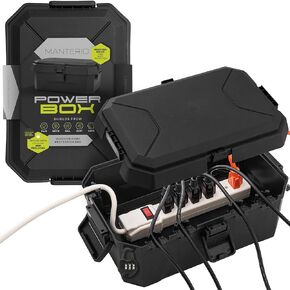Power Box – IP55 Weatherproof Cord Connection Box – Heavy-Duty Outdoor Electrical Box for Outlet, Plug, Socket, Timer, Power Strip, and Holiday Light Decoration Protection Cover