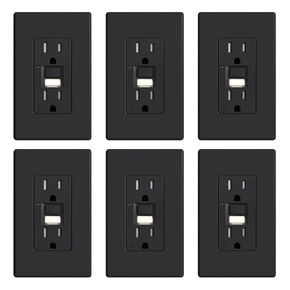ELEGRP GFCI Outlet w/Nightlight, 20 Amp Self-Test GFI Electrical Outlet, Thinner Design, Tamper Resistant GFCI Receptacle, Ground Fault Receptacle w/Wall Plate, UL Listed, Matte White, 1 Pack
