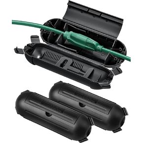 DEWENWILS 6-Pack Outdoor Extension Cord Safety Cover, Water-Resistant Seal Housing with 4 Latches, Adjustable Compartment for AWG 12/14/16 Cords, Protect Holiday Decoration Lights and Plugs, Black