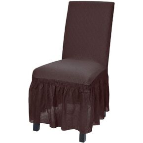 CURUYAN Stretchy Universal Chair Covers with Skirt Removable Washable Chair Cover Slipcover for Dining Kitchen Home Decor (Coffee)