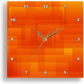 3dRose Wall Clock Silent - 13 inch - Bright Orange On Orange Rounded Rectangles Abstract - Abstract Art