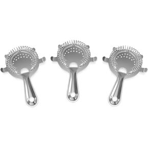 Metal Magery Stainless Steel Hawthorne Strainer 4-Prong Cocktail Bar Strainer Pack of 3