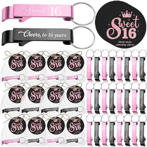 50 Sets Sweet 16 Party Favors for Guests Include Cheers to 16 Years Old Bottle Opener Keychain and Organza Bags Sweet 16 Cards with Rope 16 Party Favors for 16 Years Old Birthday Party