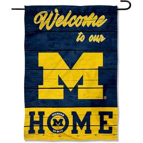 Michigan Team University Wolverines Welcome To Our Home Double Sided Garden Yard Flag