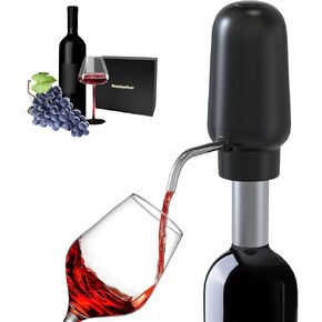 Electric Wine Aerator and Dispenser, Rechargeable Wine Dispensers for Wine Bottles, One Button Easy Use Wine Decanter, Wine Gifts for Wine Lovers - Black