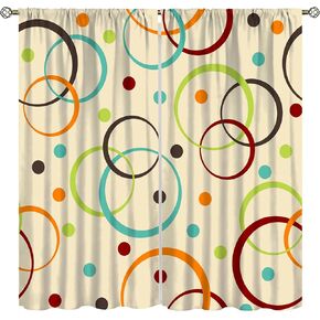 Mid Century Vintage Curtains Abstract Geometric Art Modern Black Cat Simple Printed Home Decor Bedroom Living Room Blackout Curtains42x45in