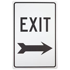 NMC TM80J Traffic Sign, Legend "EXIT" with Right Arrow, 12" Length x 18" Height, Engineer Grade Prismatic Reflective Aluminum 0.080, Black on White