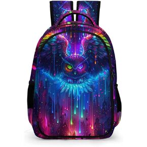 Cute Owl Backpack for Kids, Cute Rainbow Colorful Owl Flying in Galaxy Backpack, Cute Animal Backpack for Girls Boys, Children Travel Laptop Backpack, 16.5 Inch