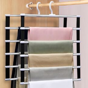 Closet Organizers and Storage,3 Pack Velvet Pants-Hangers-Space-Saving,Non Silp 5 Tier Scarf Jeans Organizer,Dorm Room Essentials for College Students Girls Boys Guys,Organization and Storage