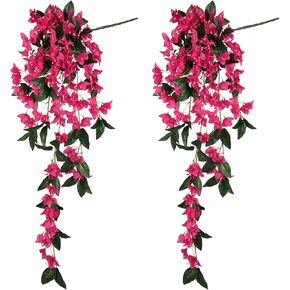 47.24in 2PCS Artificial Hanging Flowers Bougainvillea Artificial Flowers Faux Bougainvillea Outdoor UV Resistant Garland for Indoor Outdoor Garden Porch Eave Wedding Wall Décor(Pink)