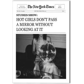 XMQQLL Vintage Funky Newspaper Canvas Wall Art Trendy Black White Disco Cocktail Prints for Room Aesthetic Posters Hot Girl with Disco Ball Cool Funny Quotes Decor 12x16in Unframed