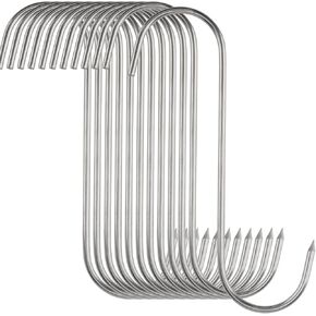 40 قطعة من خطافات اللحوم مقاس 6.3 بوصة، خطاف جزار من الفولاذ المقاوم للصدأ على شكل حرف S، خطاف تدخين لمعالجة اللحوم للتعليق والتجفيف والشواء والدجاج والأضلاع in Kuwait