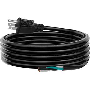 6 FT 12 AWG 3 Prong Replacement Power Cord, 20 Amp 12 Gauge 3 Conductor Wire Extension Cable with Pigtail Open Wiring End.