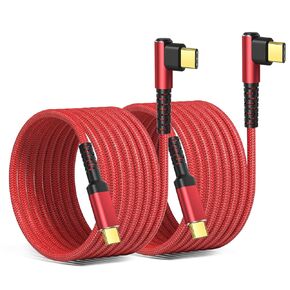 OKRAY USB C Cable, 2-Pack 10ft iPhone 15 Charger Cord USB-C to C 90 Degree Right Angle 60W Fast Charging Compatible for iPhone 15 Pro Max Plus, MacBook/iPad Air Pro, Samsung Galaxy S24/S23/S22 (Grey)
