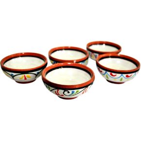 Cactus Canyon Ceramics VERY SMALL Spanish Terracotta 5-Piece VERY SMALL Mini-Bowl (Pinch Bowls) Set, White