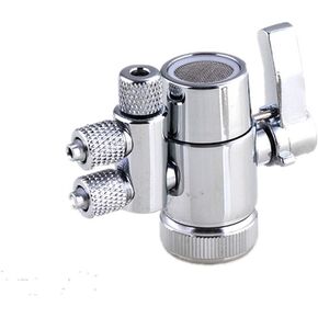 2 Way Kitchen Faucet Diverter Valve/Splitter with Female M22(≈22mm) Thread and 1/4 OD RO Tubing outlet for Counter water Filter