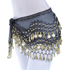 Belly Dance Sequin Belt Belly Dancing Coin Belt Bellydance Belt Chain Belly Dancer Skirt Dance Performance Skirt Black