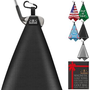 Magnetic Golf Towel for Men or Women with Clip,Printed Microfiber Waffle Design,Super Magnet Attached to Metal Landing Pads for Golf Cart, Club and Bag,Clean Gift Accessories for Golfers