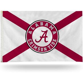 Rico Industries NCAA Alabama Crimson Tide White State Flag 3' x 5' Banner Flag Single Sided - Indoor or Outdoor - Home Décor