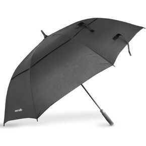 SereneLife 62" Automatic Large Golf Umbrella - Auto Open Water-Resistant Double Canopy Vented Umbrella w/Quick Drying Fabric, Fiberglass Shaft, Single Hand Operation SLGZUMBRELLA