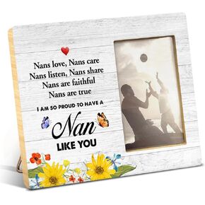 Nan Gift for Grandma From Grandson Granddaughter, Gift for Grandma Birthday Christmas Mother's Day, Gift for Grandmother, Nan Wood Picture Frame for 4x6 Inches Photo
