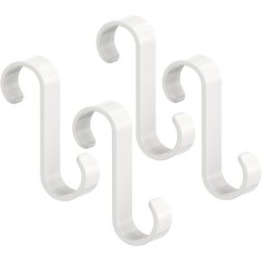 S Hooks for Hanging,Heavy Duty S Shaped Hook, Thicken S Hanger for Plants, Bags, Clothes, Outdoor, Garden, Pool (White, 3.3 inches, 4pcs)