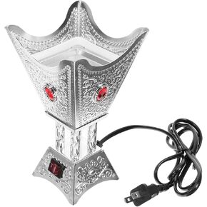 Electric Oud Burner Portable Burner Incense Burner Metal Antiquing Censer Holder Desktop Censer Burner Centerpiece(US Plug) Cone Incense Burner Incense Burner Electric
