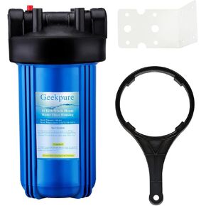 Geekpure 10-Inch Whole House Water Filter Housing with Wrench and Bracket-4.5 x 10 Inch-3/4-Inch Port