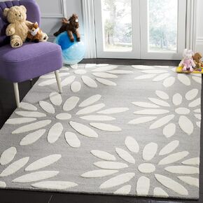 SAFAVIEH Kids Collection Area Rug - 6' x 9', Pink & Ivory, Handmade Daisy Wool, Ideal for High Traffic Areas in Living Room, Bedroom (SFK914P)