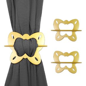 2pcs Gold Butterfly Shaped Curtain Holders Plastic Curtain Tiebacks Holdbacks Small Drapery Holdbacks Tiebacks Gold Elegance Curtain Buckles for Window Treatment (Gold)