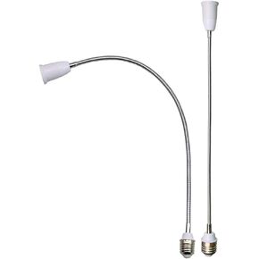 E26/E27 Light Socket Extender Adapter,E26 to E26 Socket Extender, 58CM/22.5 Inch Extension,Bendable Flexible Gooseneck Adjustable Extension Socket Extender Adaptor (2-Pack)