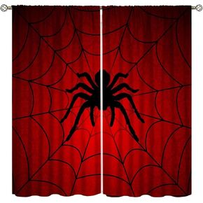 Super Hero City Kids Window Curtains for Boys Baby Room Bedroom Nursery Toddler Red Black Spider Web Drapes Window Curtain for Bedroom Living Room 42 x 45 Inch Blackout