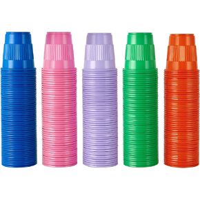 Lilymicky 500 Pack 9 oz Plastic Cups, Disposable Drinking Cups in Assorted Colors, 9 oz Plastic Party Cups With 5 Colors, Perfect for Picnics, Celebrations and Christmas Day