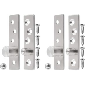 4 Inch Length Offset-Axes Rotating Hinge 360 Degree Door Pivot Hinge Concealing Up Down Shaft Hinges, Stainless Steel Brushed Nickel 2 Pcs