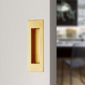 6 Inch Recessed Finger Flush Pulls，Pocket Door Handles，for Sliding Barn Door Handle, Bifold Doors Stainless Steel Rectangular Door Pulls Hardware (Gold - 2 Pack)
