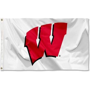 UW Badgers White University Large College Flag
