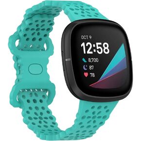 Compatible with Fitbit Versa 4 Band/Fitbit Versa 3 Band Silicone for Women Men, Soft Hollow Breathable Silicone Sport Wristband Bracelet Replacement Band for Fitbit Sense 2/Fitbit Sense