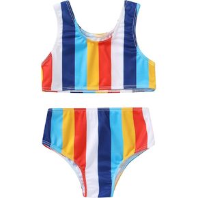 Toddler Girl Bathing Suit Bikini Sets 2-Piece Swimsuit Set Summer Stripe Beach Bikini