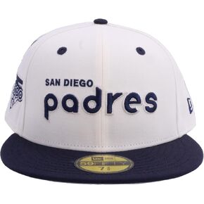 New Era MLB 59FIFTY Cooperstown Authentic Collection Chrome Fitted Hat (7 3/8, San Diego Padres, White Black Cooperstown)