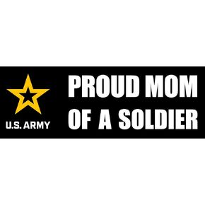 Proud Mom of a Soldier Bumper Sticker (Logo Star Armed Forces Vinyl Decal for car or Truck (3 x 9 inch) U.S. Army Licensed
