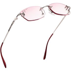 LUFF Rimless Reading Glasses for Women, Fashion Diamond Cutting Frameless Glasses,Stylish Ultra-light Metal Frameless Reader