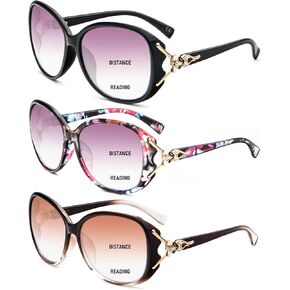 3 Pack Bifocal Sunglasses for Women Oversized Reading Sunglasses with Readers
