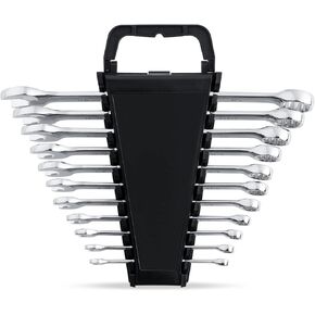 Max Torque 14-Piece Premium Metric Combination Wrench Set in Rack, No Skipped Metric Size 6mm to 19mm | Longer Wrench Body Design, Chrome Vanadium Steel, Mirror Chrome Finish, Unique V-Groove Open End