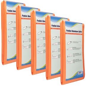 Pack of 5 First Aid Padded Universal Aluminum Splints - 36 inch, Brace for Splinting Hands, Legs, Wrist, Ankle and Fractured or Injured Limbs, Flat Folded, Waterproof