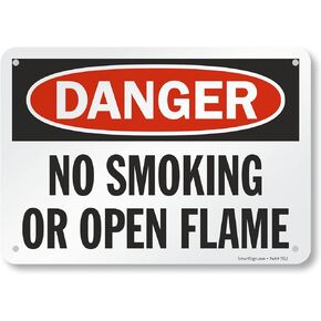 SmartSign "Danger - No Smoking Or Open Flame" Sign | 7" x 10" Aluminum