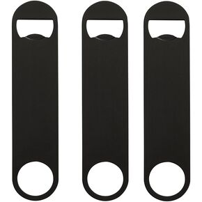 3 Pack 7" Heavy Duty Flat Bottle Opener, Black