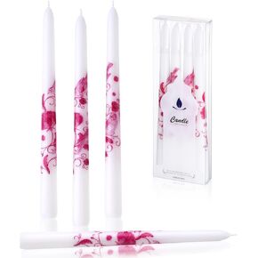 Chinoiserie Taper Candles Set of 4, 10 Inch Decorative Taper Candles Willow Decor Chinoiserie Room Table Decor for Home Bedroom Wedding Party (Blue and White)