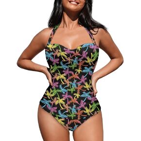 Halter Swimwear Women's One Piece Swimsuit Bathing Suit Breathable Monokini for Ladies Summer Beach Party