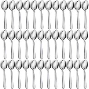 مجموعة ملاعق العشاء مكونة من 36 قطعة، ملاعق فضية من الفولاذ المقاوم للصدأ مقاس 6.7 بوصة، ملاعق حلوى متينة، ملعقة طاولة تستخدم للمنزل والمطبخ والمطعم - مرآة مصقولة، آمنة للاستخدام في غسالة الأطباق in Kuwait