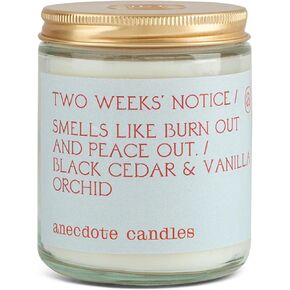 Anecdote Candles 'Two Weeks Notice' Coconut Soy Wax Candle Jar | Premium Hand Poured & Long Burning | Black Cedar & Vanilla Orchid Scent | Phthalate-Free | for Home, Office, Gift - 7.8 Oz